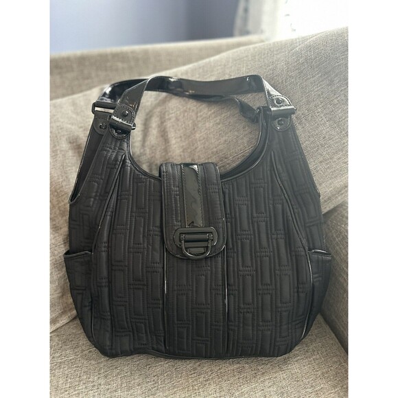 Vera Bradley Handbags - Vera Bradley Black Structured Quilted Hobo Shoulder Bag Purse